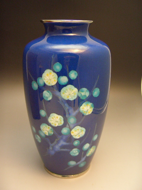 七宝焼 梅の図花瓶