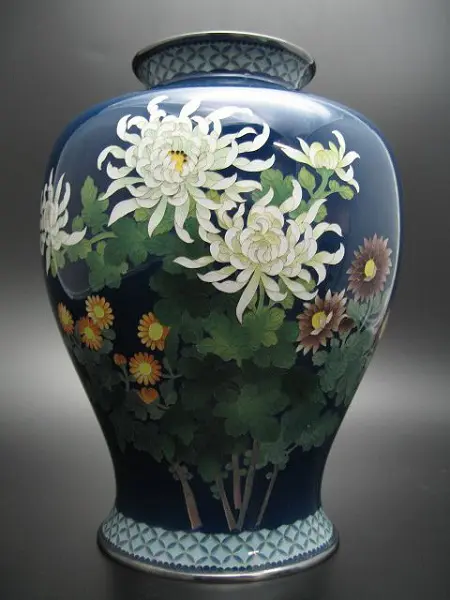           七宝焼 菊図花瓶      