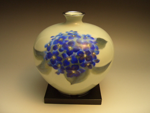 七宝焼 紫陽花文花瓶