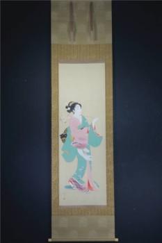 美人画掛軸 三木翠山 桜花美人図 小早川清箱書 買取価格:35,000円