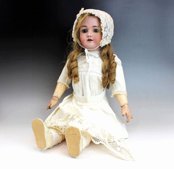 人形 シモン＆ハルビック 白いドレスのビスクドール60cm