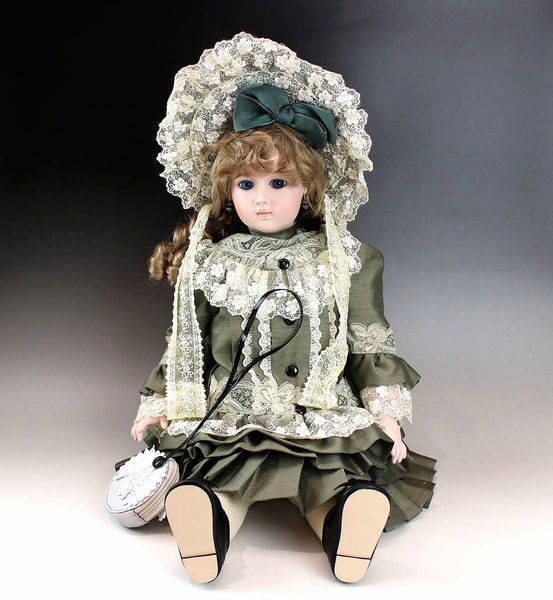 人形 アンリドール ジュモー 緑ドレス58cm