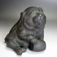 銅器 蝋型鋳造銅製子犬置物