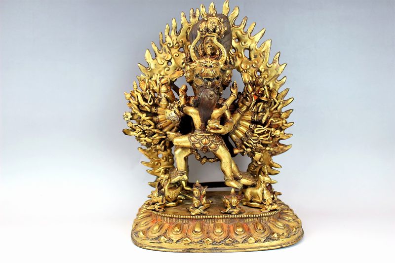 仏像 鍍金チベット仏 大威徳明王