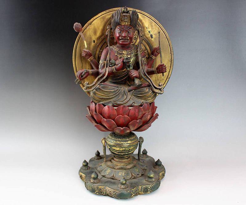 仏像 木造彩色愛染明王坐像 買取価格：65,000円