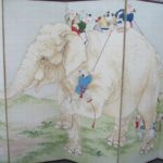 象と唐子図 紙本六曲片双屏風