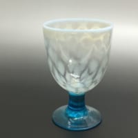 ガラス工芸 乳白ぼかし菱形模様氷コップ