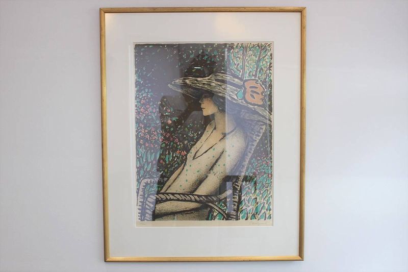 絵画 ジャン=ピエール・カシニョール「公園の婦人のプロフィール」リトグラフ