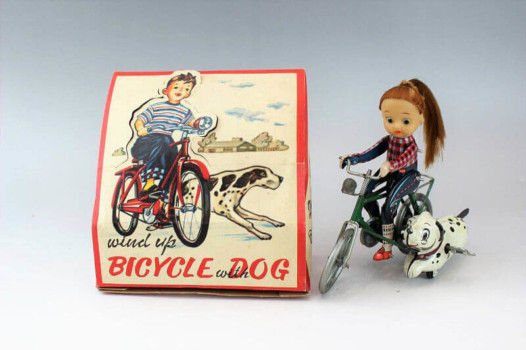 ブリキのおもちゃ 市村商店 自転車をこぐ少女